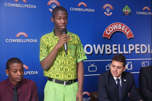 2018 Cowbellpedia Winner (Senior Category) Chinedu Mgbemena, giving his remarks.